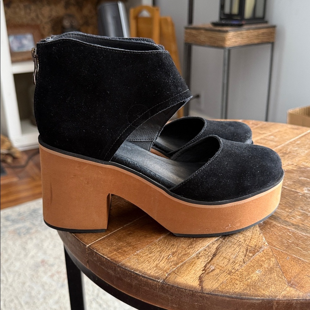 Antelope Iris Suede Wedge Chuck Heel Closed Toe Clogs 10 NWOB - Picture 7 of 13